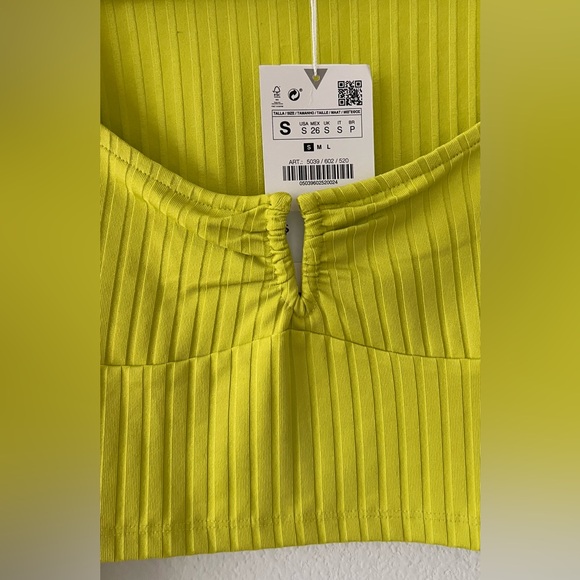 NWT Zara lime green long sleeve stretchy top size small - Picture 4 of 8